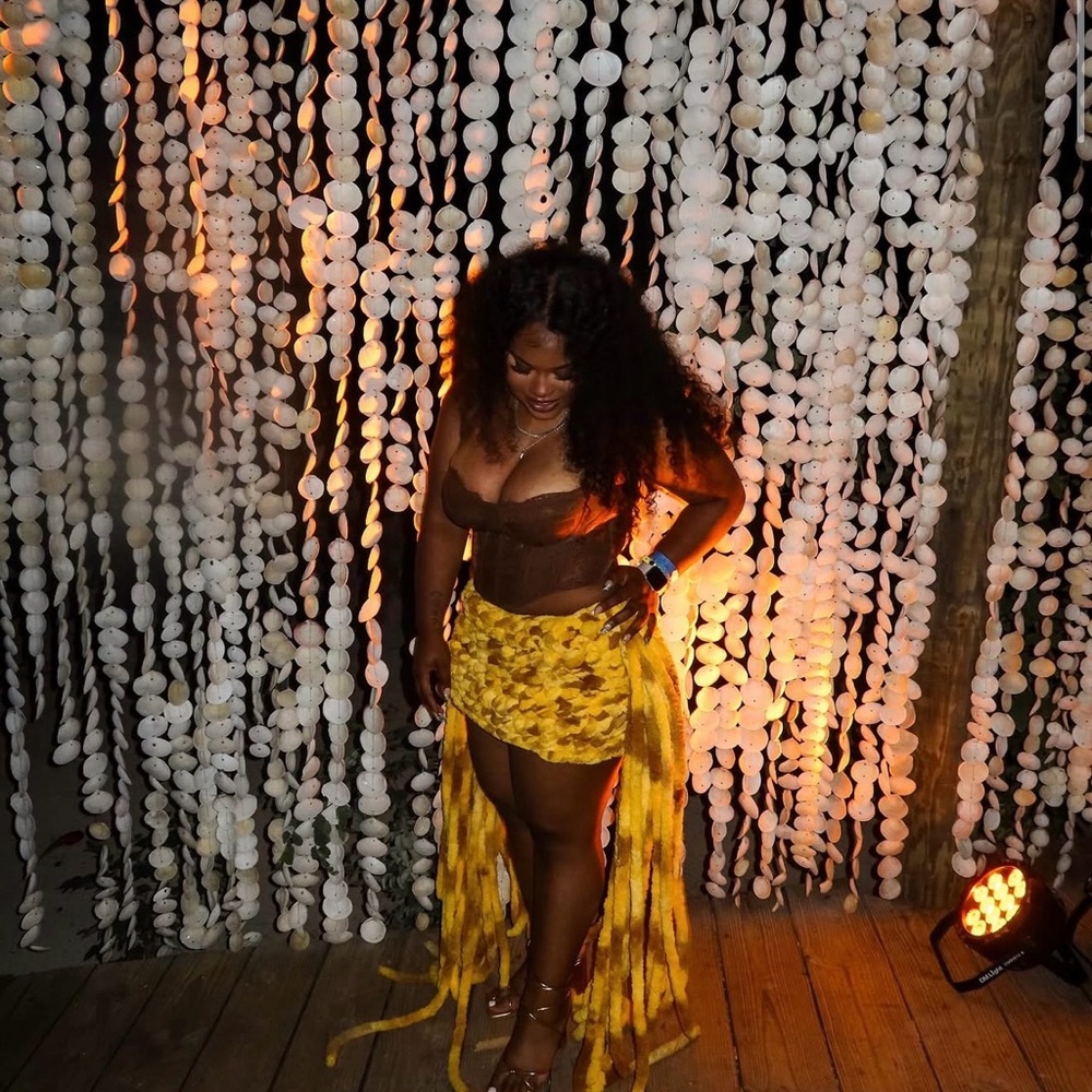 Custom Handmade Fringe Skirt Yellow Print